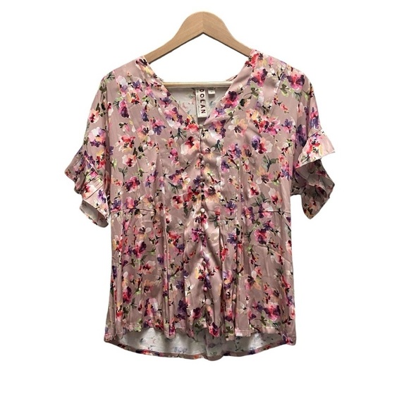 Dolan Anthropologie Rose‎ Floral Cap Sleeve Top - Picture 5 of 7